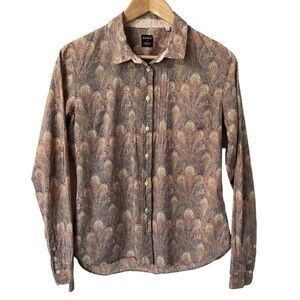 Aigle by Liberty Art Fabrics Button Up Shirt Womens 8 Mauve Peacock Floral EUC